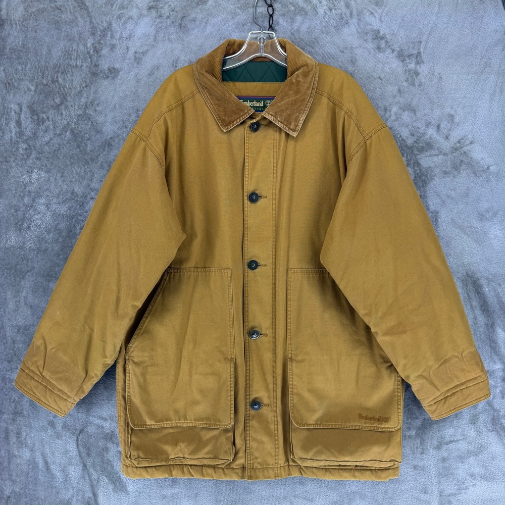 Timberland Jacket Mens Large Weathergear Field Brown Corduroy Collar EUC